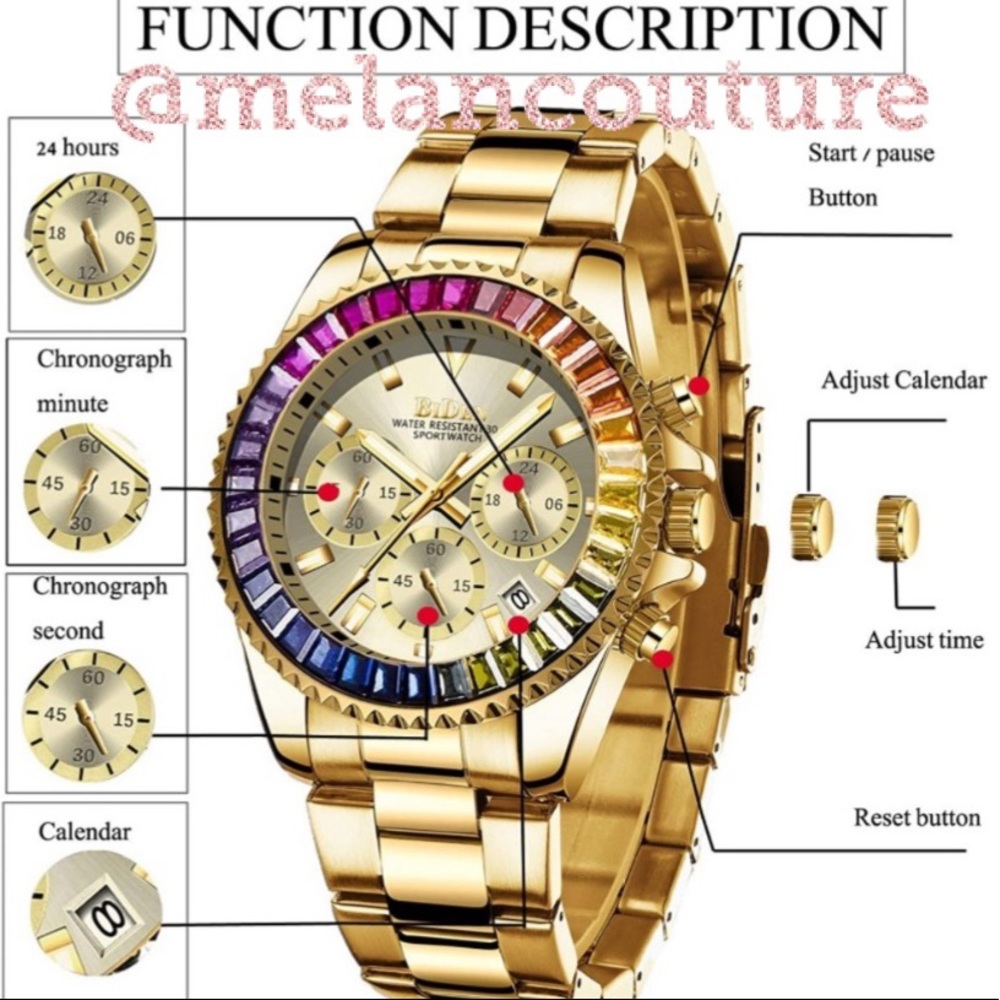 Unisex Chronograph StainlessSteel Waterproof - Picture 6 of 7
